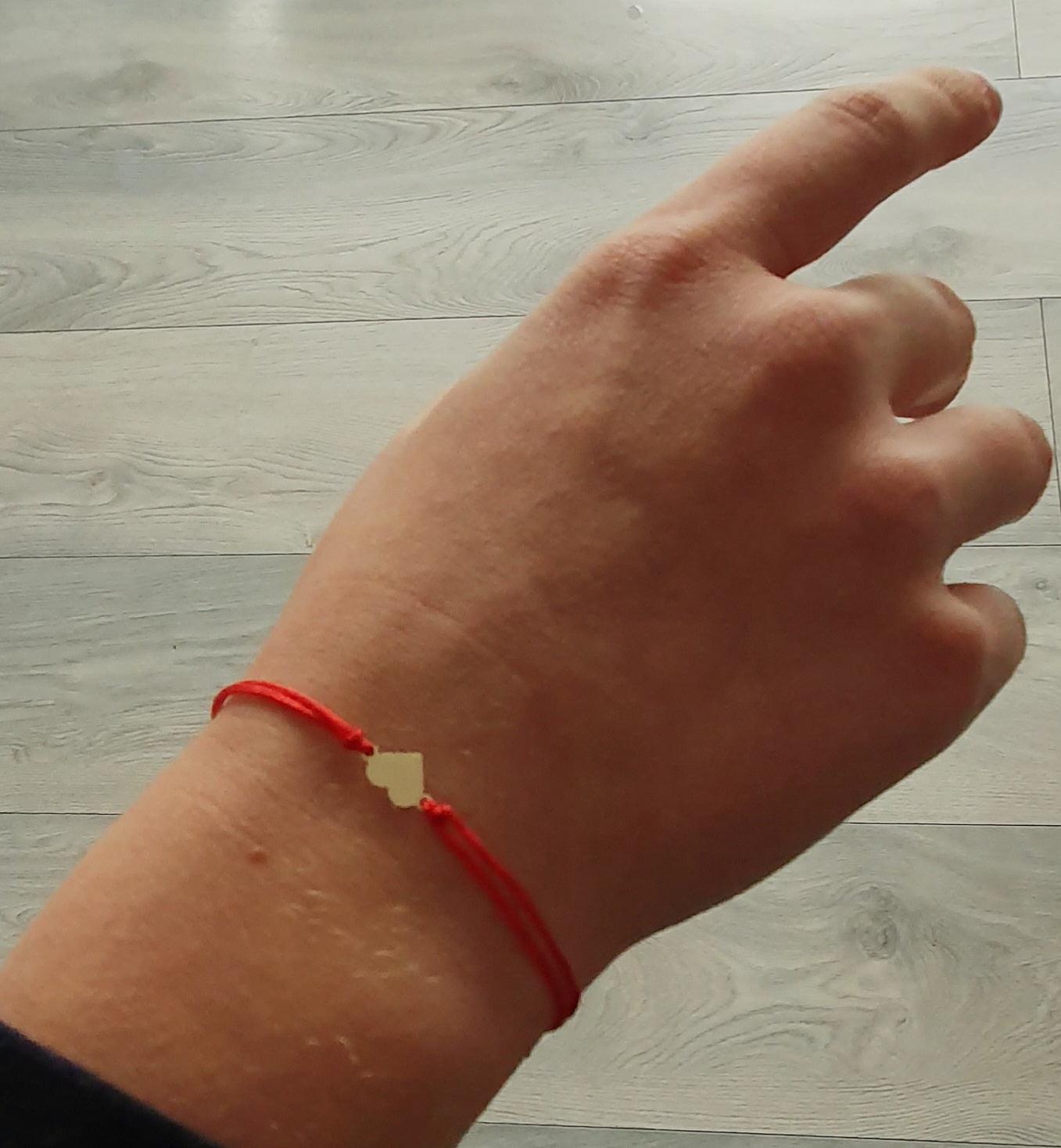 14K Gold Bracelet Small Heart Red String Cord Band