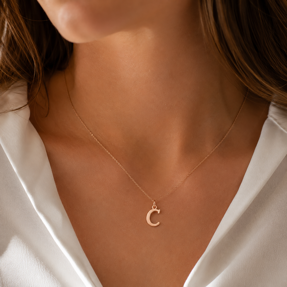 Gold Letter Pendant A–Z | 14K Gold Initial Necklace Charm