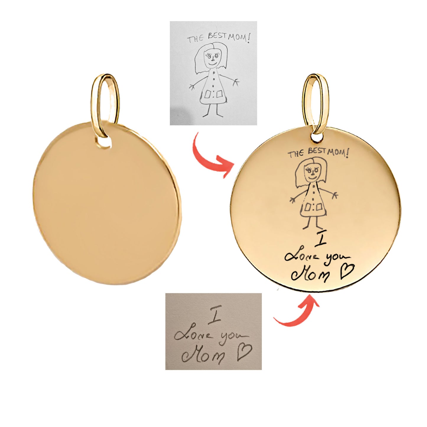 Personalized 14K Solid Gold Initial Disc Pendant