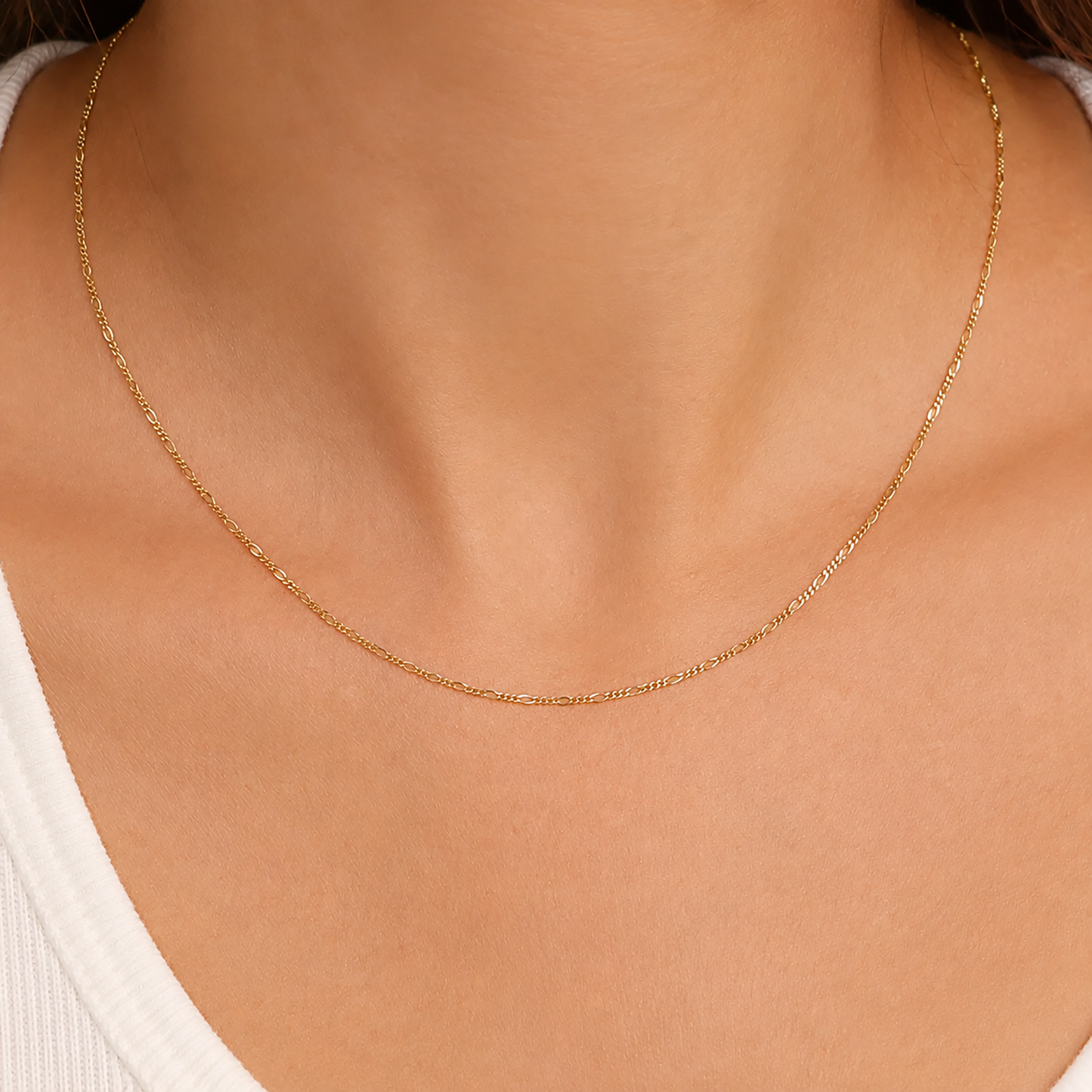 14K Gold Figaro Chain Necklace