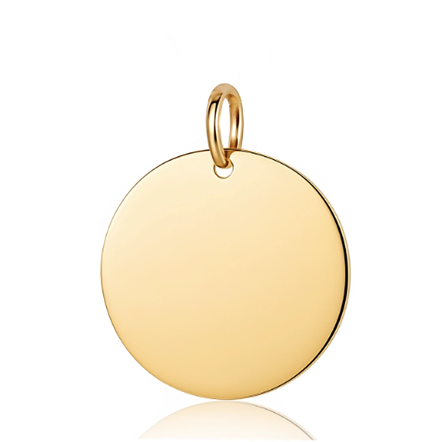 14K 585 Solid Gold Initial Disc Pendant