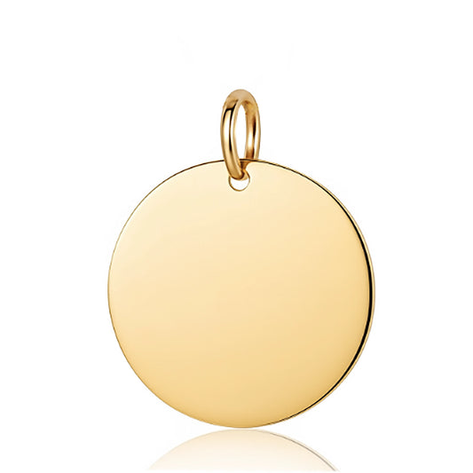 14K 585 Solid Gold Initial Disc Pendant