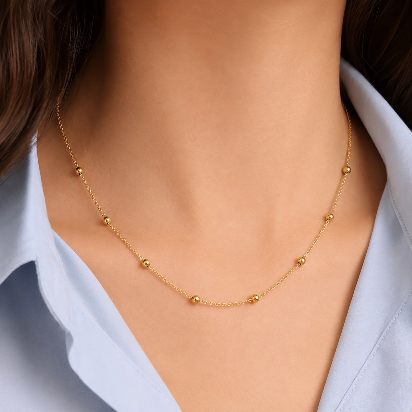 14K Gold Beaded Necklace