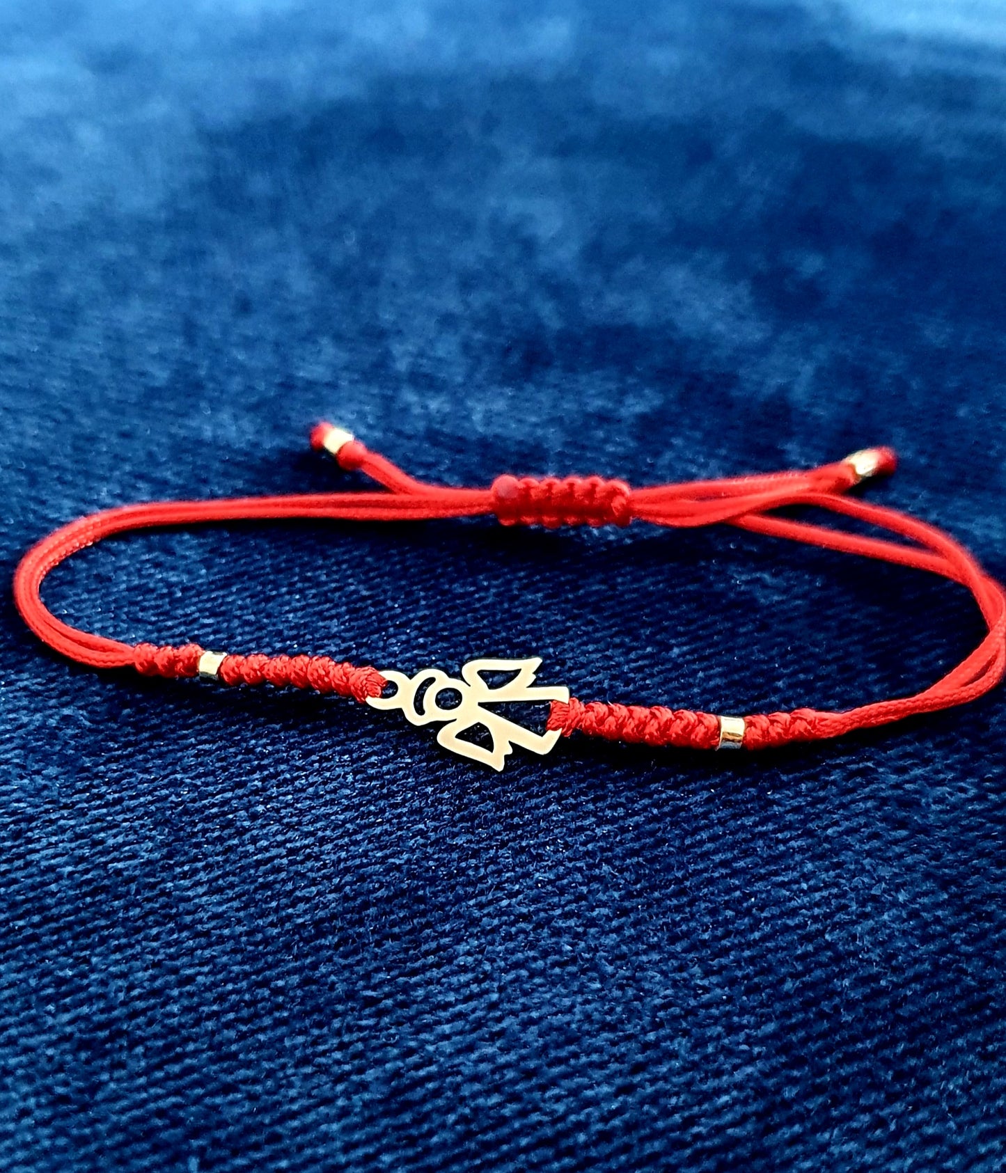 14k Gold Angel Red String Bracelet