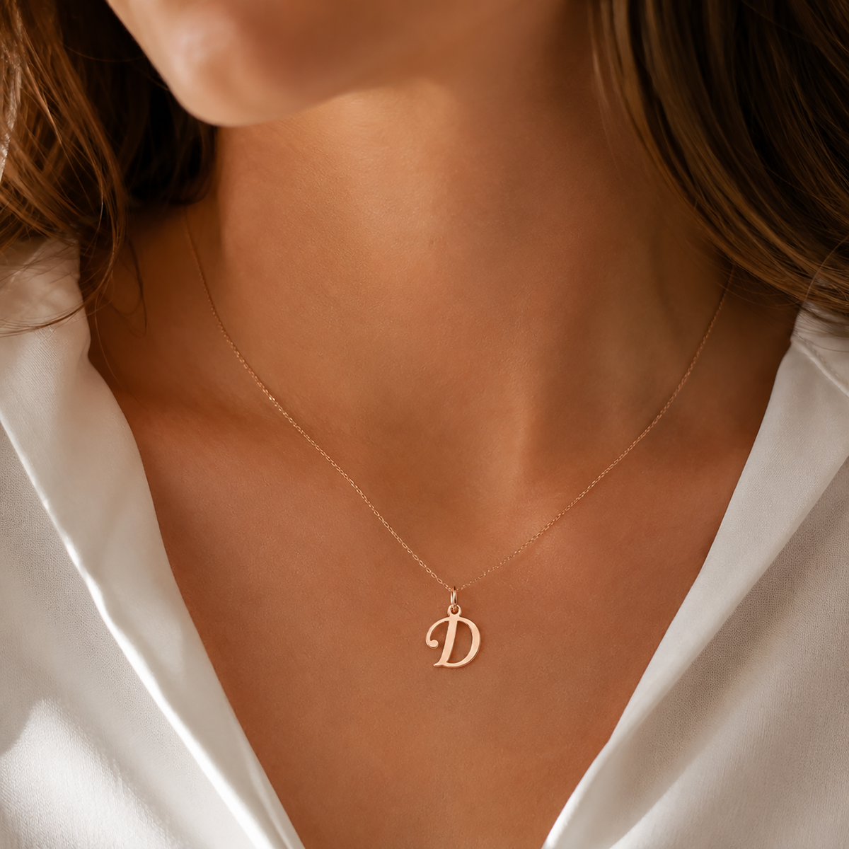 Gold Letter Pendant A–Z | 14K Gold Initial Necklace Charm