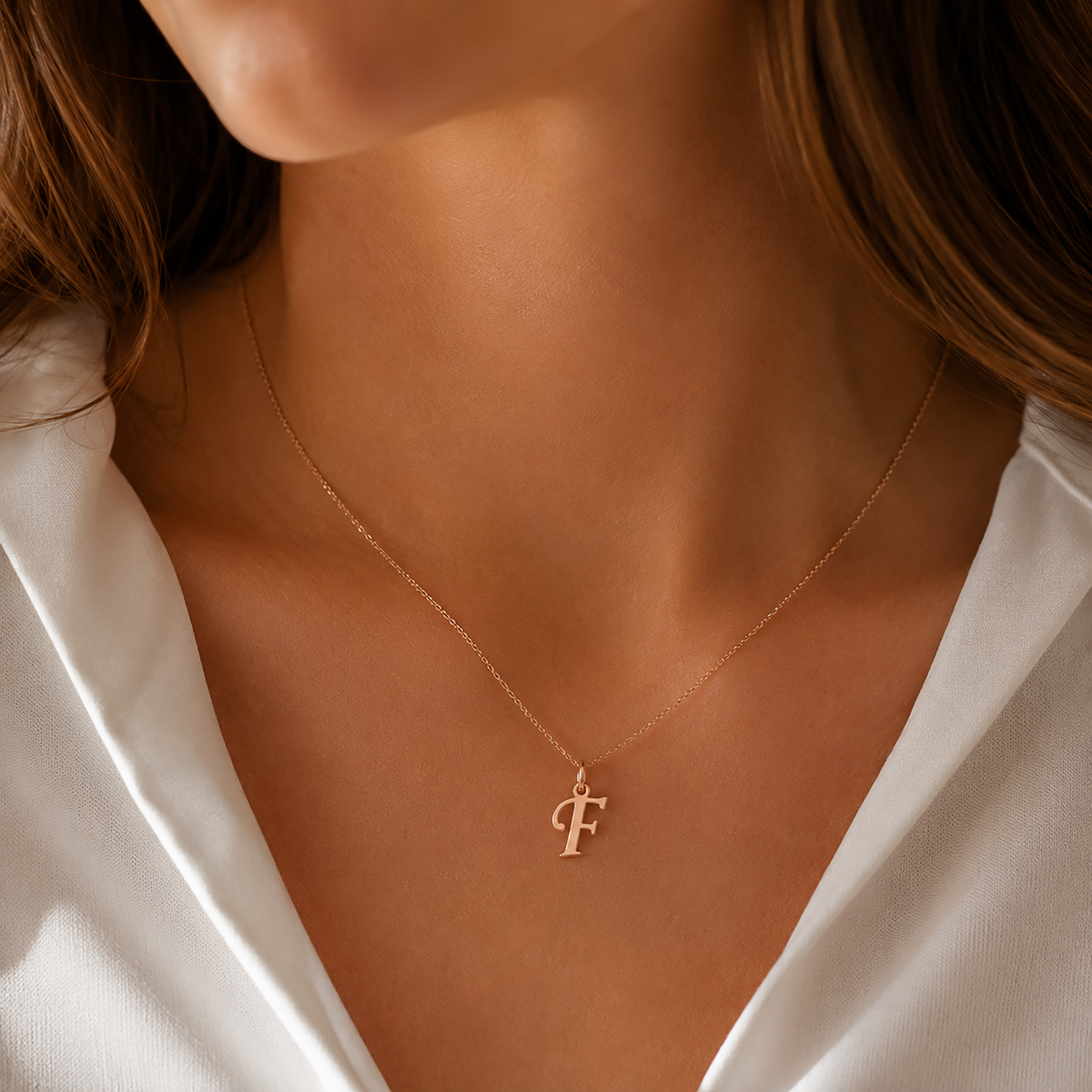 Gold Letter Pendant A–Z | 14K Gold Initial Necklace Charm