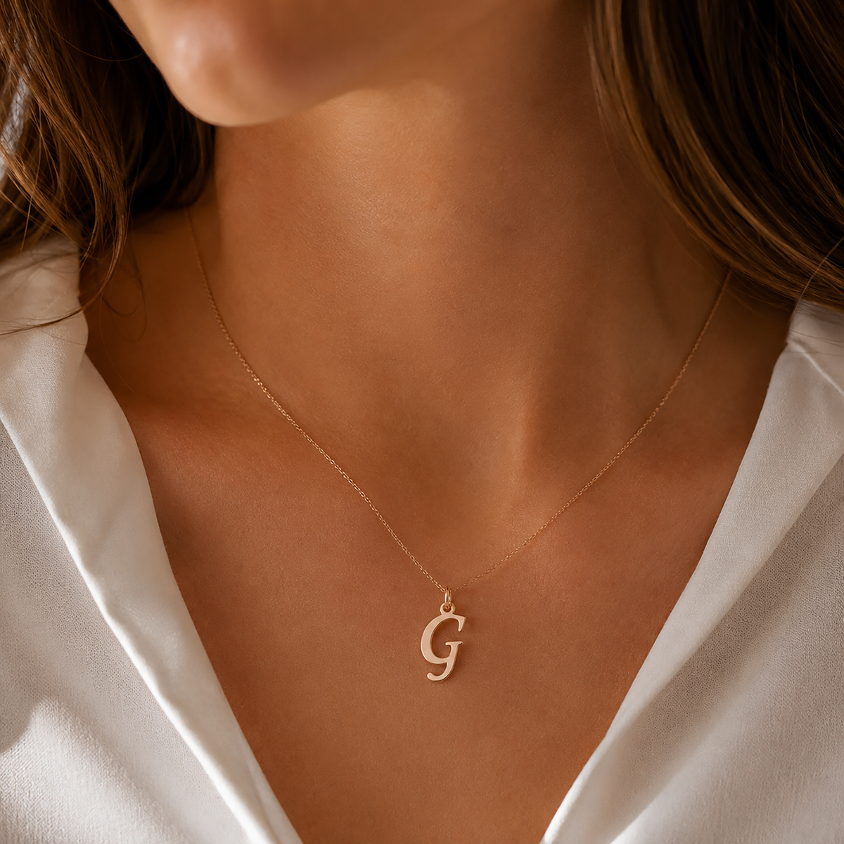Gold Letter Pendant A–Z | 14K Gold Initial Necklace Charm