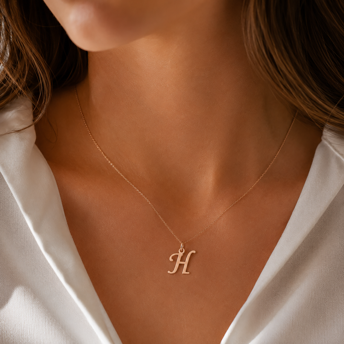 Gold Letter Pendant A–Z | 14K Gold Initial Necklace Charm
