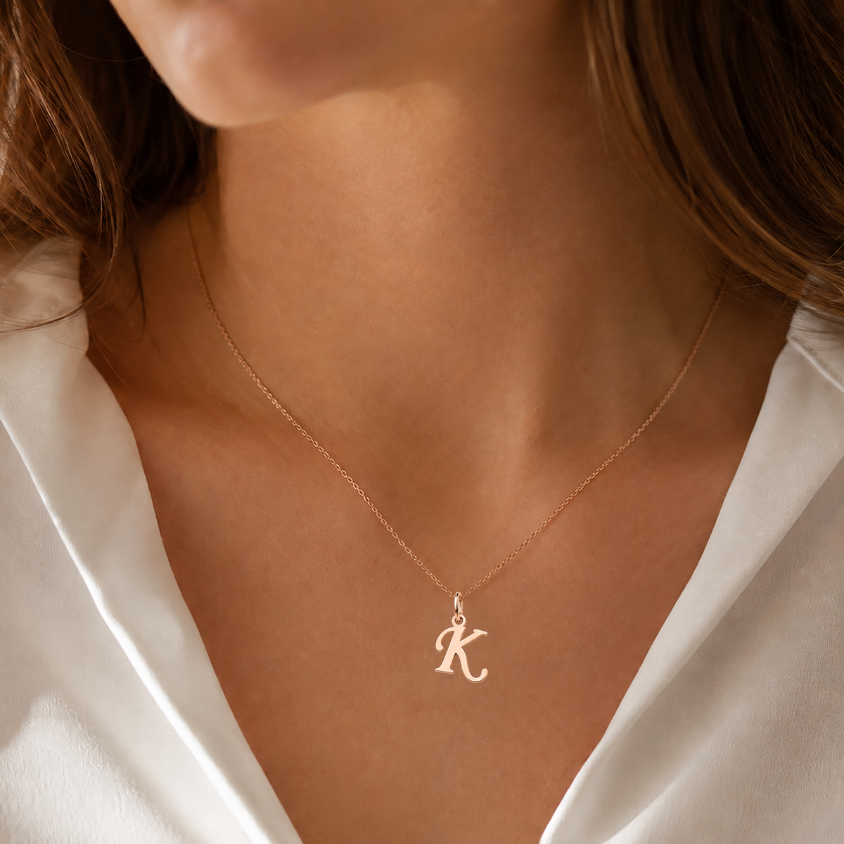 Gold Letter Pendant A–Z | 14K Gold Initial Necklace Charm