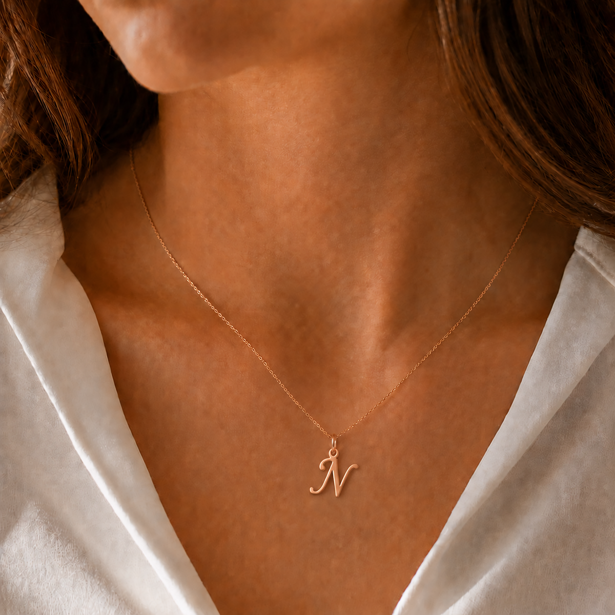Gold Letter Pendant A–Z | 14K Gold Initial Necklace Charm