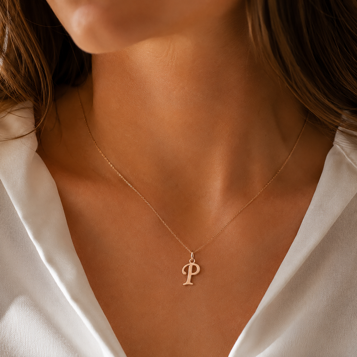 Gold Letter Pendant A–Z | 14K Gold Initial Necklace Charm