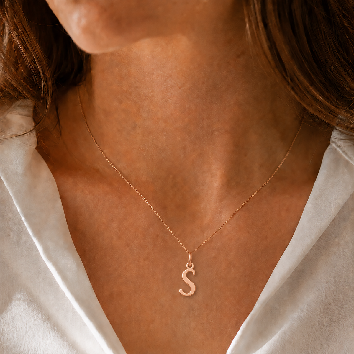Gold Letter Pendant A–Z | 14K Gold Initial Necklace Charm