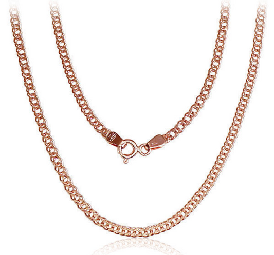 Double rhombus, diamond edge treatment necklace chain