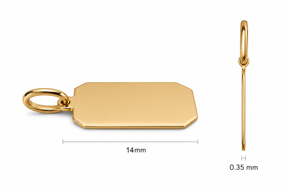 14K Gold Personalized Rectangle Tag Pendant
