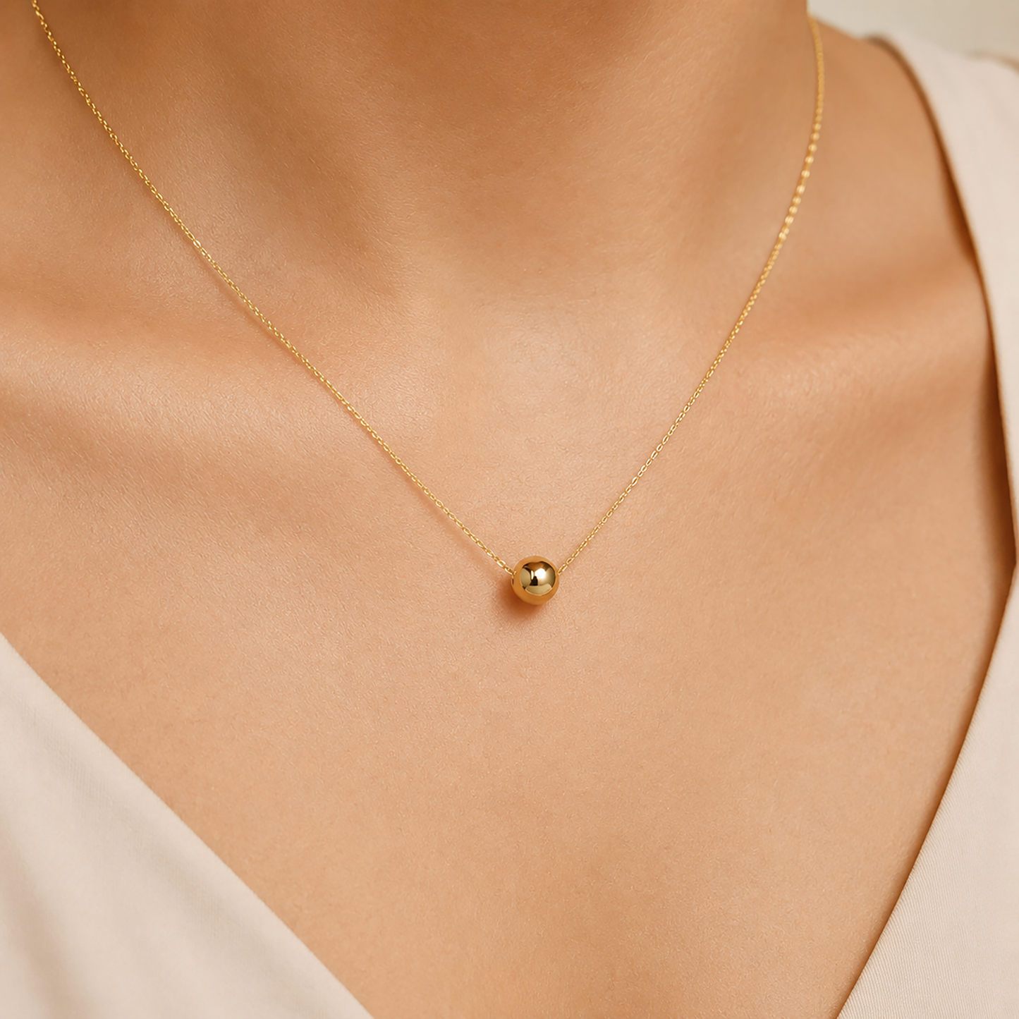 14K Gold Necklace With 8mm Ball