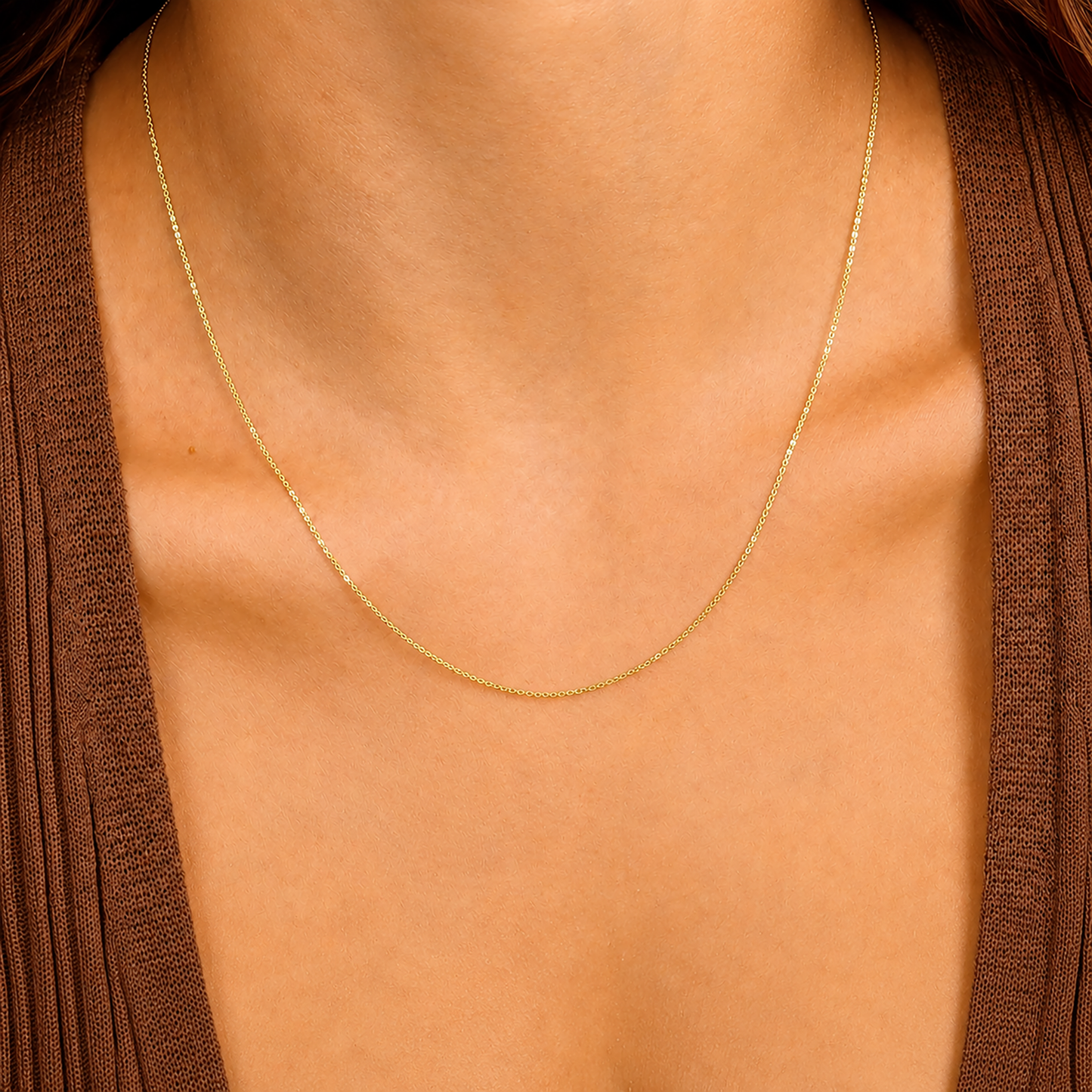 14K Solid Gold Fine Chain Necklace