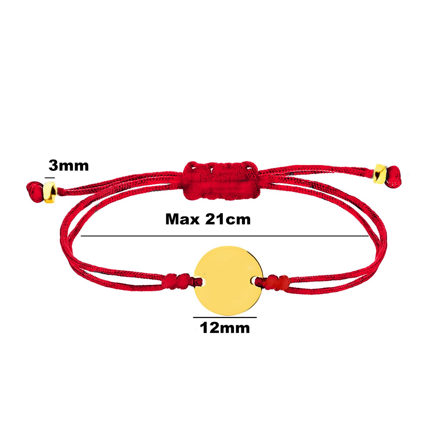 14k Gold Red Cord Disc Bracelet
