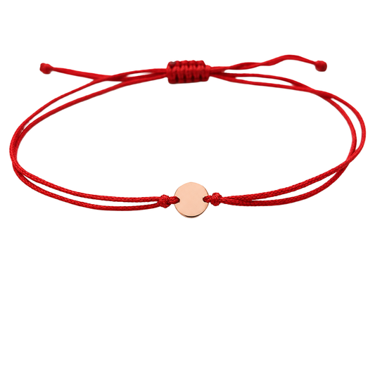 Raudono Siūlo Apyrankė Su Auksiniu Disku