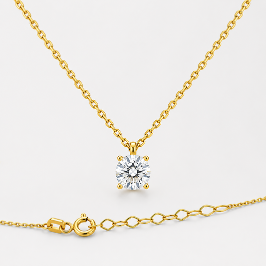 14K Solid Gold Diamond-Style Necklace
