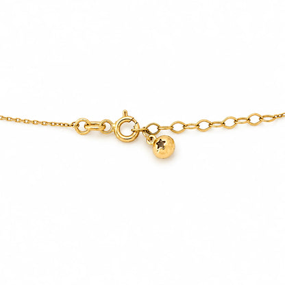 Close-up of Lucche 14K gold paperclip chain necklace clasp with a small star charm