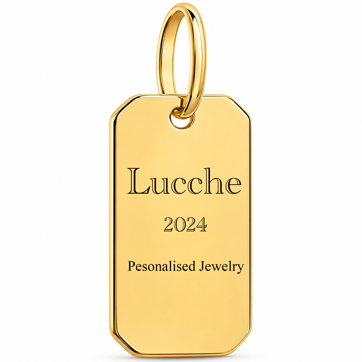 14K Solid Gold Personalized Rectangle Pendant – 8 × 21 mm