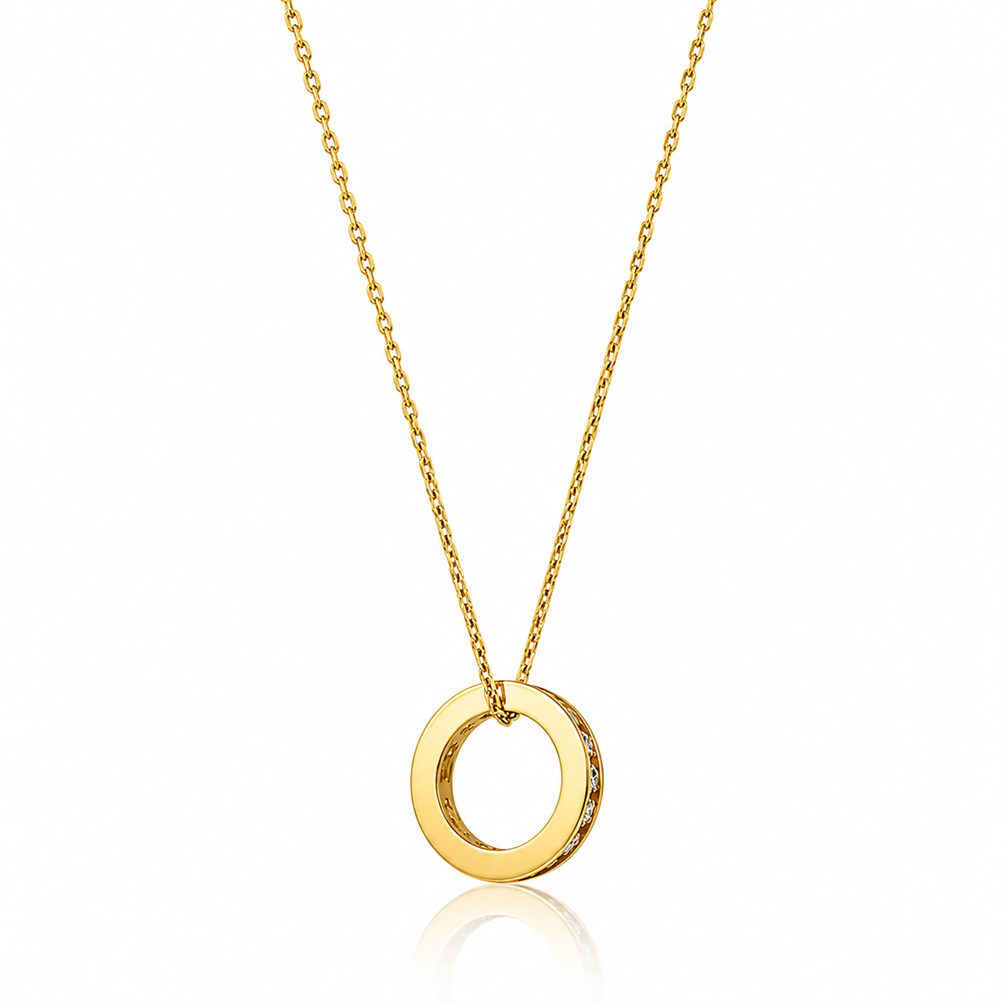 14K Solid Gold Chain Necklace – Dainty Yellow Gold Circle Pendant Chain