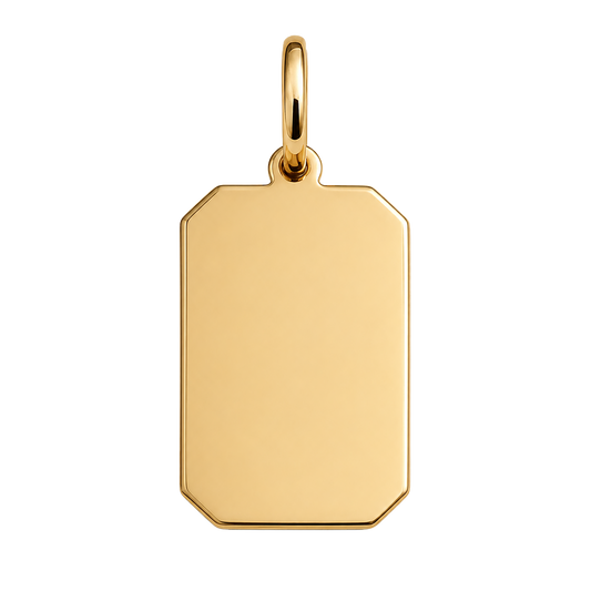 14K Gold Personalized Rectangle Tag Pendant