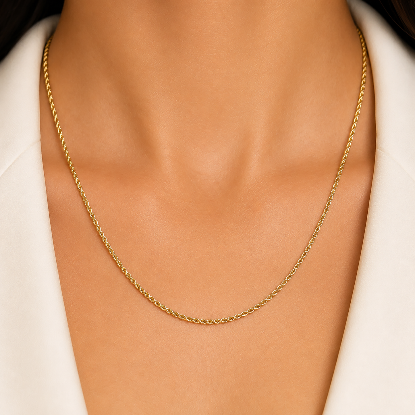 14K Gold Rope Chain – Classic Twisted Necklace for Women